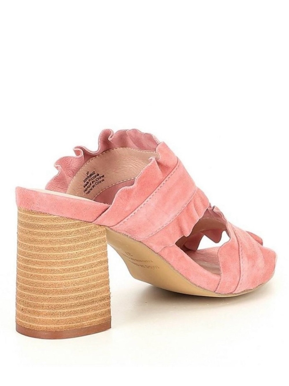 Used Free People Ruffled Pink Block Heel Mules - Picture 3 of 11